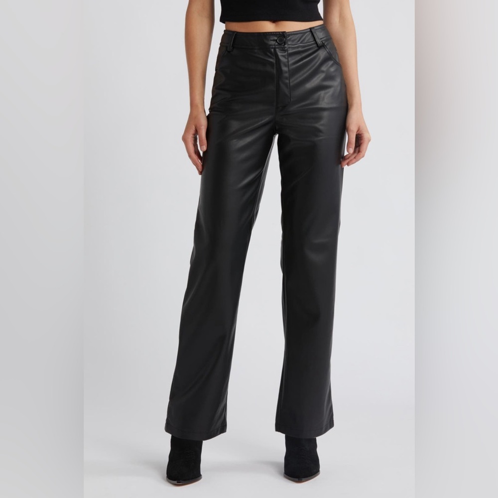 NWT - Topshop Faux Leather Straight Leg Trousers